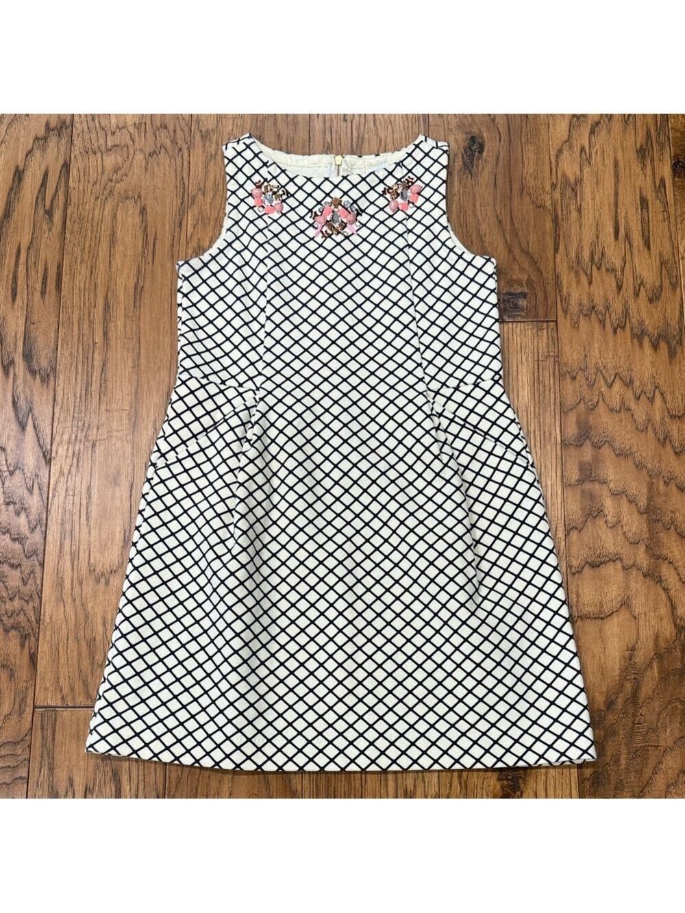 Crewcuts Embellished Gem stone Navy blue and cream Girls Dress. Size 7